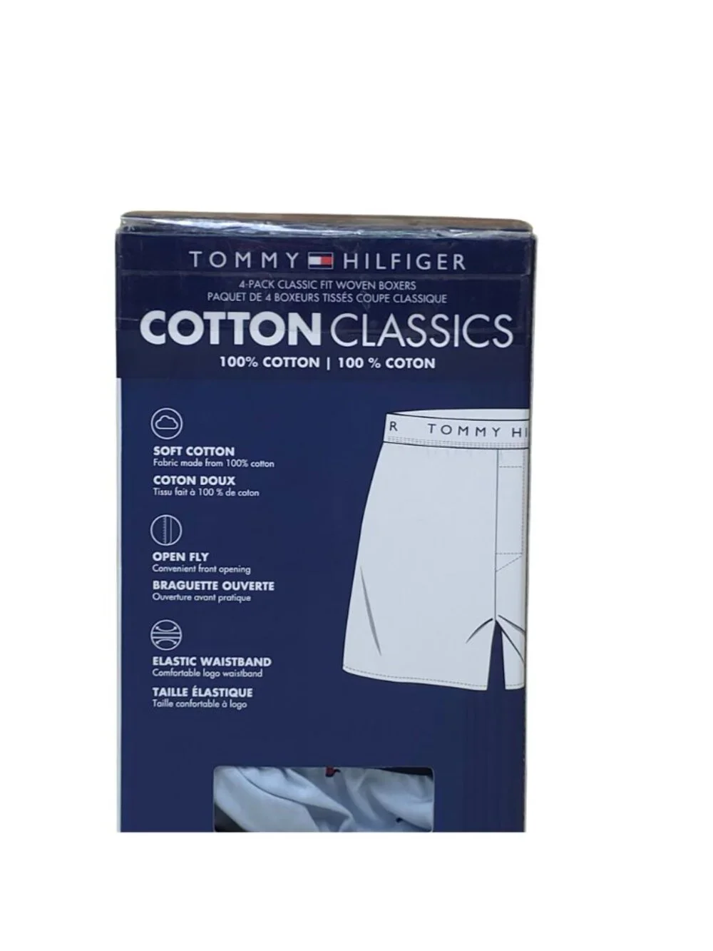 Tommy Hilfiger Mens 4-Pack Cotton Classics Woven Boxers XL Red Navy Blue